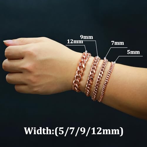 Heavenly Metals Copper Bracelet for Men & Women – 99.9% Pure Copper Cuban Link Chain – 5mm, 7mm, 9mm, 12mm Width – 6.5" to 9" Length – Gift Box Included – USA Brand