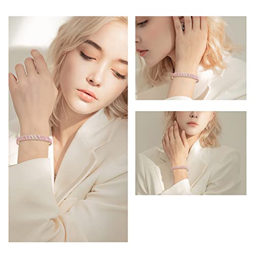 CiNily Womens Cuff Bracelet,Opal Bangle Bracelets Gold Plated Hypoallergenic Ladies Gemstone Open Cuff Bangle Bracelet - color: rose gold