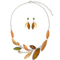 Vintage Chunky Statement Jewelry Set Retro Leaf Floral Geometric Bohemian Boho Bib Necklace Earring Set Fashion Costume Jewelry for Women Girls Wedding Party Prom Unique Gift - style: branch leaf-yellow