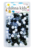 Donna Hair Braiding Kit: 11x10mm Pony Beads, DIY Plastic Beads, Quick Beaders for Kids - BLK/CLR/WHT - color: B/C/W