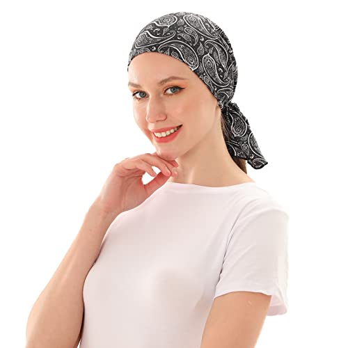 KAKU NANU Women Turban Chemo Beanies Pre Tied Caps Baggy Slouchy Headwear Sleep Scarf - color: Floral Tied