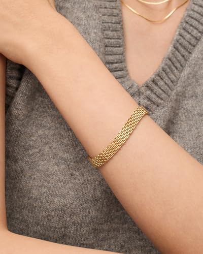 PAVOI 14K Gold Plated Chunky Chain Adjustable Bracelet for Women | Stainless Steel Lightweight Trendy Chain Bracelet - color: Yellow Gold, size: 6 Inches