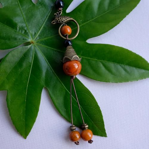Boho Style Colorful Ceramic Bead Strand Necklace Adjustable Bohemian Jewelry Gift for Women, Fashion Clothing Matching Necklace - color: Orange-L