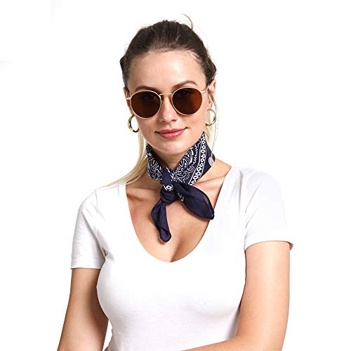 Cotton Bandanas for Men & Women Paisley Cowboy Bandana Handkerchiefs for Hair 22x22 - color: 3pcs Navy