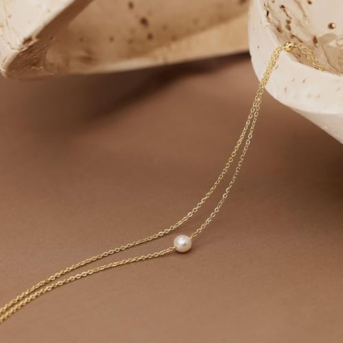 SLOONG Gold Pearl Bracelets for Women Trendy, 14K Gold Plated Dainty Stackable Layered Chain Bridesmaid Bracelets, Waterproof Wedding Jewelry for Women Adjustable 6"+2" - color: Style1(Pearl)