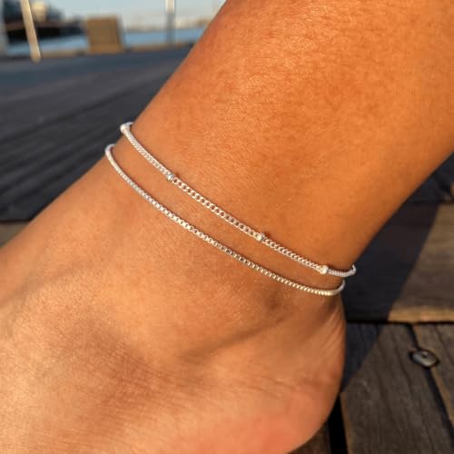 VIROMY Gold Ankle Bracelets for Women - Layered Anklets for Women Waterproof Beach Jewelry Gifts - color: Anklet D-SL