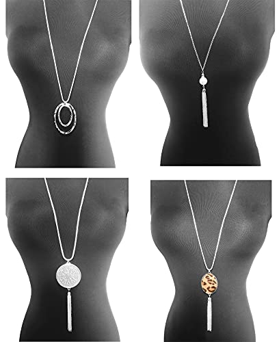 10Pcs Long Pendant Necklace Simple Moon Bar Three Triangle Tassel Lock Sweater Y Shape Punk Chain Choker Necklace for Women Men Gold Silver Plated - style: D:10Pcs Silver Tone