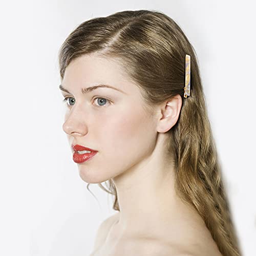 Cobahom 6 Pcs Duckbill Hair Clips Acrylic Resin Hair Clip Metal Duck Teeth Hair Pins Chic Tortoise Shell Hair Barrettes for Thick Hair (3 Coffee Color + 3 Yellow) - color: 3 Coffee Color & 3 Yellow