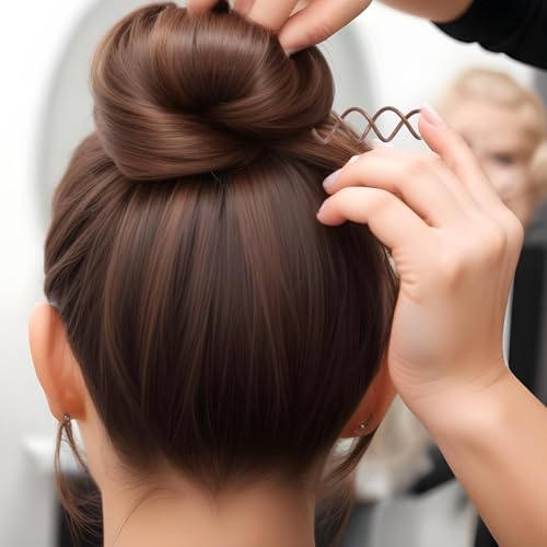 Molain 20 Pcs Spiral Hair Pins, Spiral Twist Hair Pins Spin Pins for Hair, Alloy Spirals Bobby Pins, Hair Bun Maker Bun Twist Spirals Hair Pin with Non-scratch Rounded Tips for Women (Brown) - color: Brown