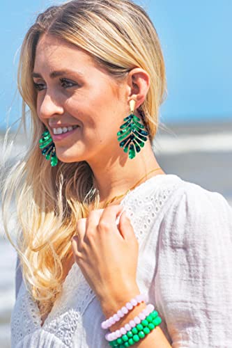 ARATLENCH Acrylic Pendant necklace Earrings – Long Statement Leaf Charm Necklace Tortoise Resin Palm Leaf Earrings Fashion Necklaces Earrings for Women - color: green-earrings