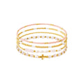 Dainty Gold Plated Pearl Crystal Beaded Bracelets Set for Women 14K Gold Plated Bead Pearl Beads Bracelet Stackable Paperclip Link Chain Bracelets Gold Plated Bracelets for Women Trendy Jewelry - color: Style3-gold cross pcs