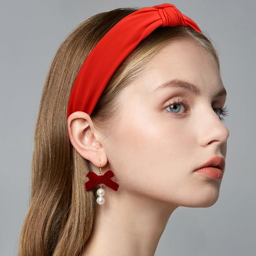 Red Headband Knotted Hair Bands Christmas Hair Accessories for Women Girls Wedding Xmas Party Favor Supplies - color: Red