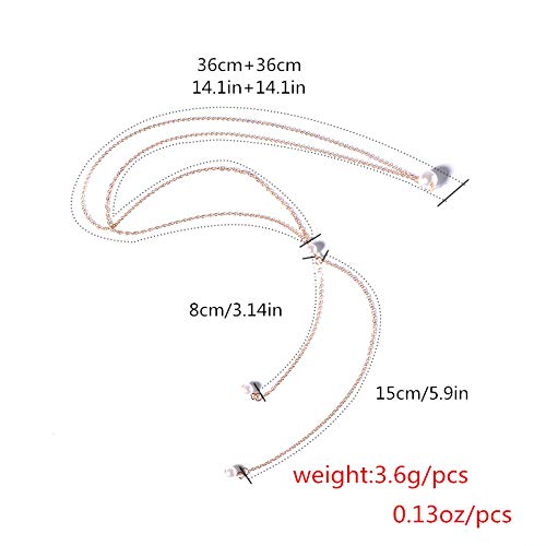 HUNO Sexy The Bikini Back Necklace Pearl Backdrop Necklace Body Chain for Women Bridal Jewelry - color: Silver