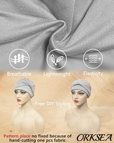 Chemo Headwear for Women Knot Beanies with Stretch Elastic Turbans Soft Cancer Hats Head Coverings Scarf Headwraps - color: Gray