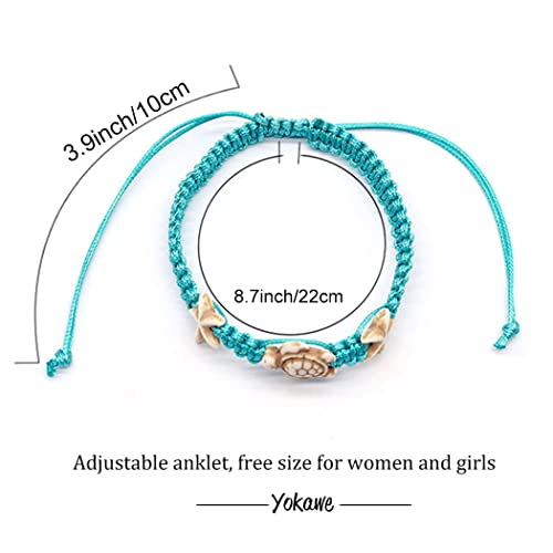 Yokawe Boho Turtle Anklets Bracelets Blue Starfish Summer Beach Waterproof Barefoot Sandals Jewelry for Women