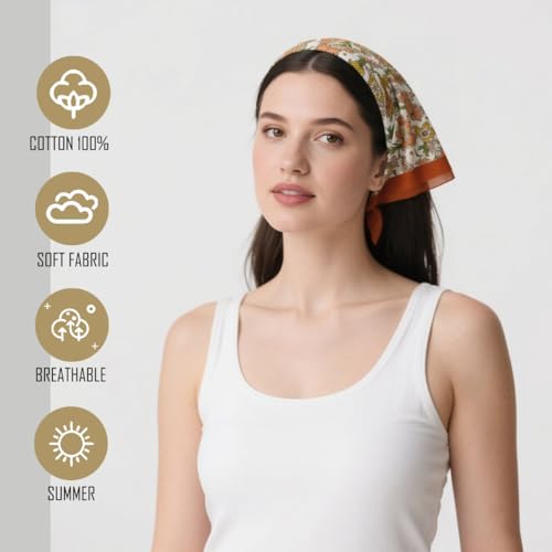 Large Cotton Bandana Lightweight Head Hair Scarf Headbands Wraps Cover Handkerchiefs for Women Men 25 x 25 inch - color: Rt10