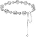 LIMHOO Women's Metal Waist Chain Belts Gold Silver Link Belt for Dresses - color: Circle Silver, size: L: Length 135cm/53.1in