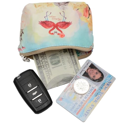 Women and Girls Cute Fashion Coin Purse Wallet Bag Change Pouch Key Holder - color: Flamingos