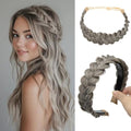 CJL HAIR 2PCs Braided Headbands Hair Piece for Women Synthetic Hair Hoops Head Bands Handmade Braid Hairband Accessories Elastic Stretch Headwrap Ash Grey - color: 2PCS-Ash Grey