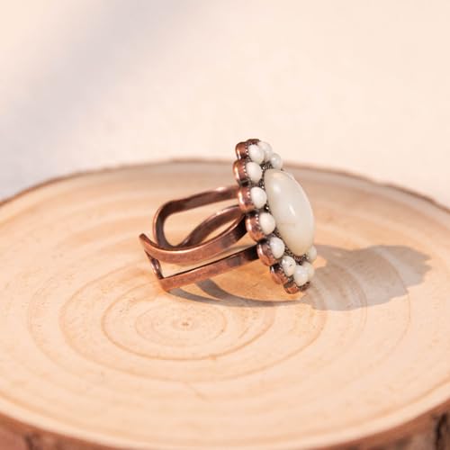 Montana West Rustic Couture's Bohemian Turquoise Cuff Ring for Women Cowgirl - color: Brilliant White
