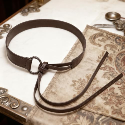 Knotted Waist Belt for Women PU Leather Thin Strap Belt for Dresses - color: Coffee