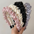 4 Pcs Satin Headbands with Teeth for Women, Non-Slip Comb Hairbands, Ruched Scrunchie Hard Head Bands, Elegant Pleated Hair Accessories for Washing Face & Daily Wear - color: Ruched comb