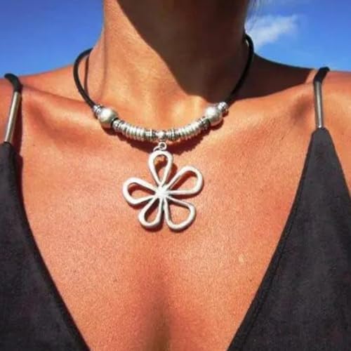 HUASAI Choker Necklace for Women Boho Necklaces Country Concert Outfits for Women Layered Western Choker Necklace Boho Cowgirl Jewelry Accessories Dress - color: U:Flower Boho Necklace