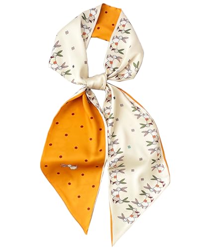 Purse Scarf For Handbags Head Scarves For Women's Hair Bags Scarfs Long Skinny Scarves Fashion Silky - color: A15-little Orange Rabbit