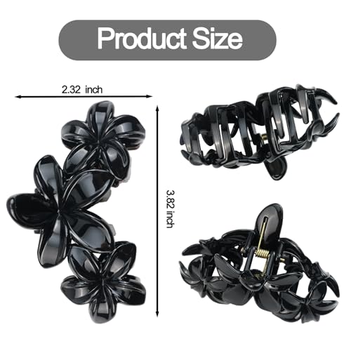 4Pcs Cute Hawaiian Flower Claw Hair Clips for Women Black Plumeria Large Claw Clips for Thick Thin Hair Strong Hold Beach Hair Accessories for Women and Girls - color: 17-Colorful