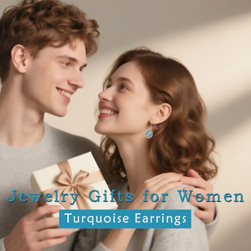 Natural Turquoise Earrings for Women Dangling 925 Sterling Silver Dangle Earrings Western Jewelry Christmas Gift for Sister Mother - style: B-Teardrop Earrings