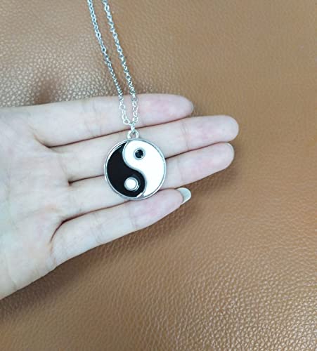 Gold Silver Yin Yang Pendant Necklace for Couples - color: Silver