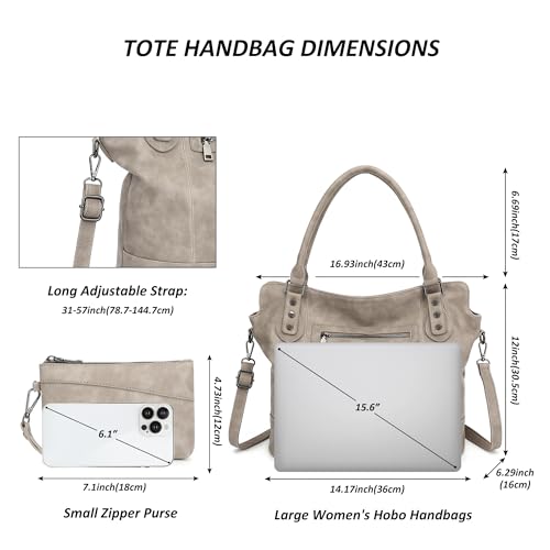 TANTOMI Tote Bag for Women Vegan Leather Purses and Handbags Ladies Waterproof Big Shoulder Bag for Travel - color: Grey.b