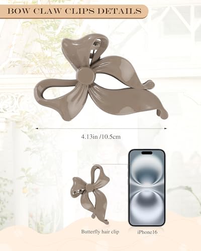 4 PCS Bow Hair Clips Bow Claw Clip for Women, Large Hair Claw Clips for Thin Thick Long Hair Cute Nonslip Bows(White+Black+Grey+Naked Pink) - color: White+Black+Grey+Naked Pink