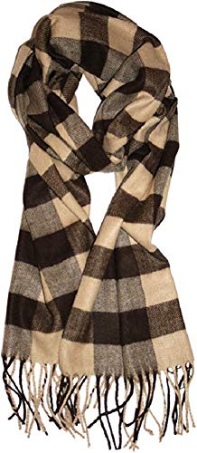 VERONZ Super Soft Classic Cashmere Feel Winter Scarf - color: Beige Buffalo Check