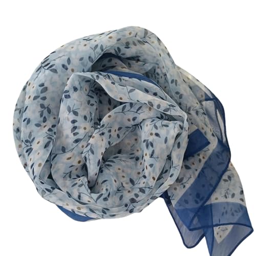 MINIDORA Lightweight Scarves for Women Elegant Floral Pattern Scarf Shawls Sunscreen Head Shawls - color: Style 2-blue