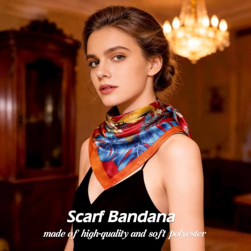 Ciormis 35" Silk Head Scarf for Women, 4 Pcs Satin Hair Scarf Square Silk Bandana Top Neck Scarves Hair Wraps for Sleeping - color: G4-fashion Animal Print-set29-new