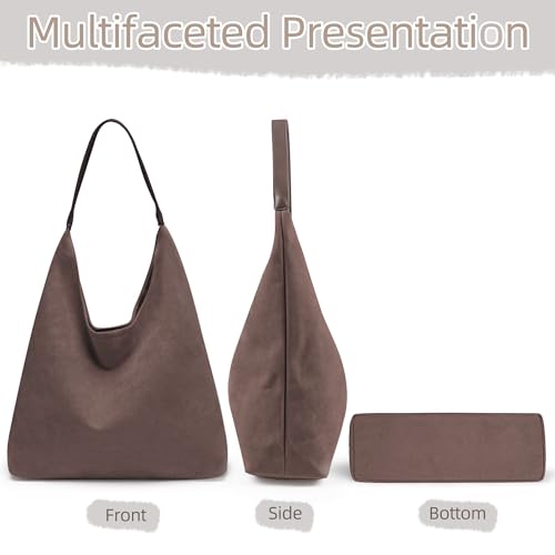 Large Work Tote Bags for Women, Boho Slouchy Suede Purses Handbags - color: Milk Coffee