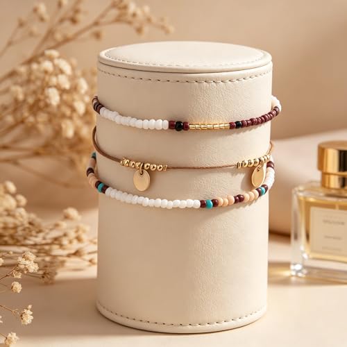 Beach shell sea star sea bead anklet set for Women, adjustable gold-plated Bohemian shell bracelet for ankle Fashion Layered anklet - color: Disc Bead 3Pcs