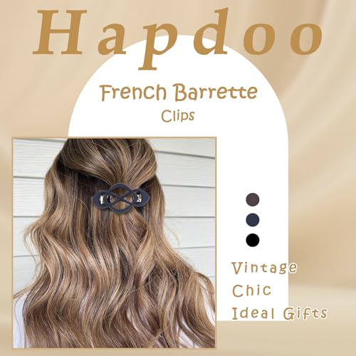 6PCS French Hair Barrettes for Women, Vintage Barrette Hair Clips for Thick Thin Fine Hair Girls - color: Khaki, Brown, Blue, Black