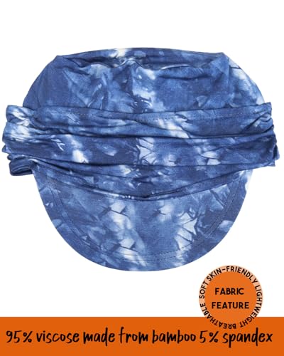 Chemo Headwear Viscose Newsboy Cap for Women Summer Hats - color: Tie-dye Denim Blue