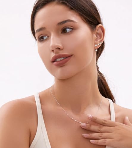 6 Pairs 14K Gold Plated Stud Earrings for Women, Hypoallergenic Cartilage Earrings for Multiple Piercing, Dainty Small Stackable Earrings Set for Jewelry Gift - color: Silver A