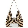 Straw Hobo Bag for Women 2026 Boho Woven Beach Purse Large Summer Straw Tote with Lining Black Raffia Shoulder Bag | straw material - color: Black1 With Khaki Strap