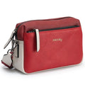 Alldaily Small Triple Zip Crossbody Purse for Women, Vegan Leather Phone Bag with Wide Shoulder Strap - color: Red & White & Red