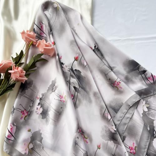 Julunar Silk Like Head Scarf for Women - Satin Large Hair Scarves - 35" Square Silk Hair Wrap for Sleeping with Gift Packed - color: A024-1 Lotus Leaf
