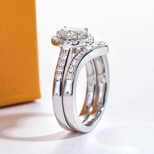 Oval/Pear/Cushion Cut Moissanite Wedding Ring Set D Color VVS1 Clarity 925 Sterling Silver Engagement Promise Anniversary Rings Bridal Sets for Women with Certificate - style: 1.525cttw Oval Cut