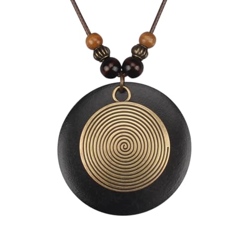 Leather Necklace for Women Vintage Boho Necklaces Black Cord Choker With Pendant Casual Chunky Leather Necklace Trendy - style: Boho Wood Necklace