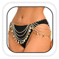 Brishow Gold Waist Chain Belt for Women Boho Layered Waist Chain with Charms Festival Hip Chain Body Jewelry for Beach, Bikini, Dance