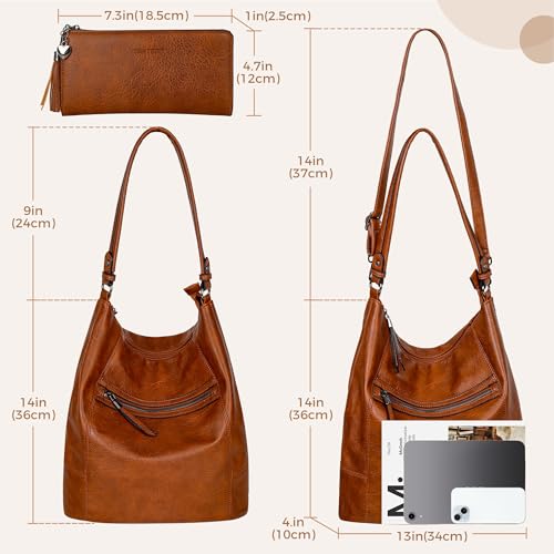 TANTOMI Hobo Bags Purses for Women, Women's Crossbody Handbags and Shoulder Bag, Multi-Pocket Large Hobo Purse - color: Brown.b