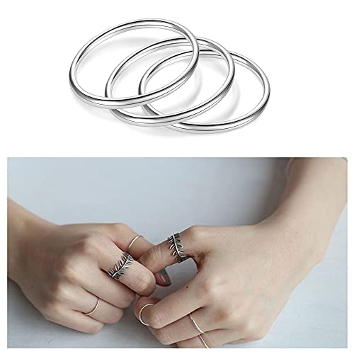925 Sterling Silver Knuckle Rings for Women Minimalist Thin Stacking Rings Set 3PCS Midi Pinky Ring Size 2.5-8.5 - color: SET 3, size: 2.5