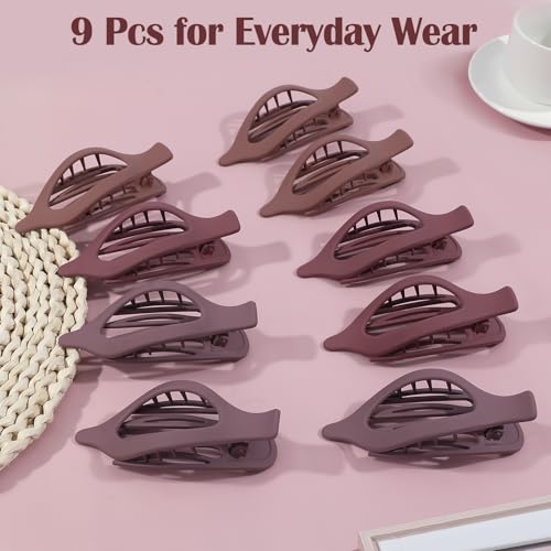 9 Pack Flat Hair Clips for Women, Matte Claw Clips for Thick & Thin Hair (Purple) - color: Purple-Regular